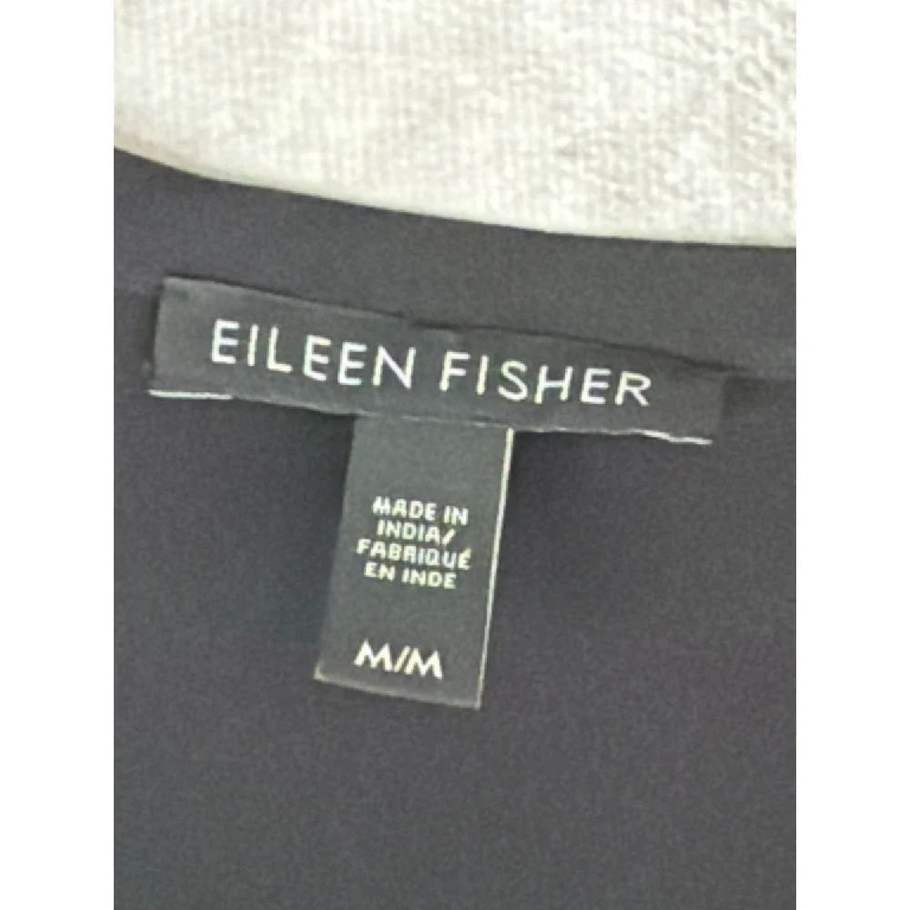 Eileen Fisher Tank Top Women Medium Black Gold Silk Sequined Racerback Shell - Picture 4 of 6